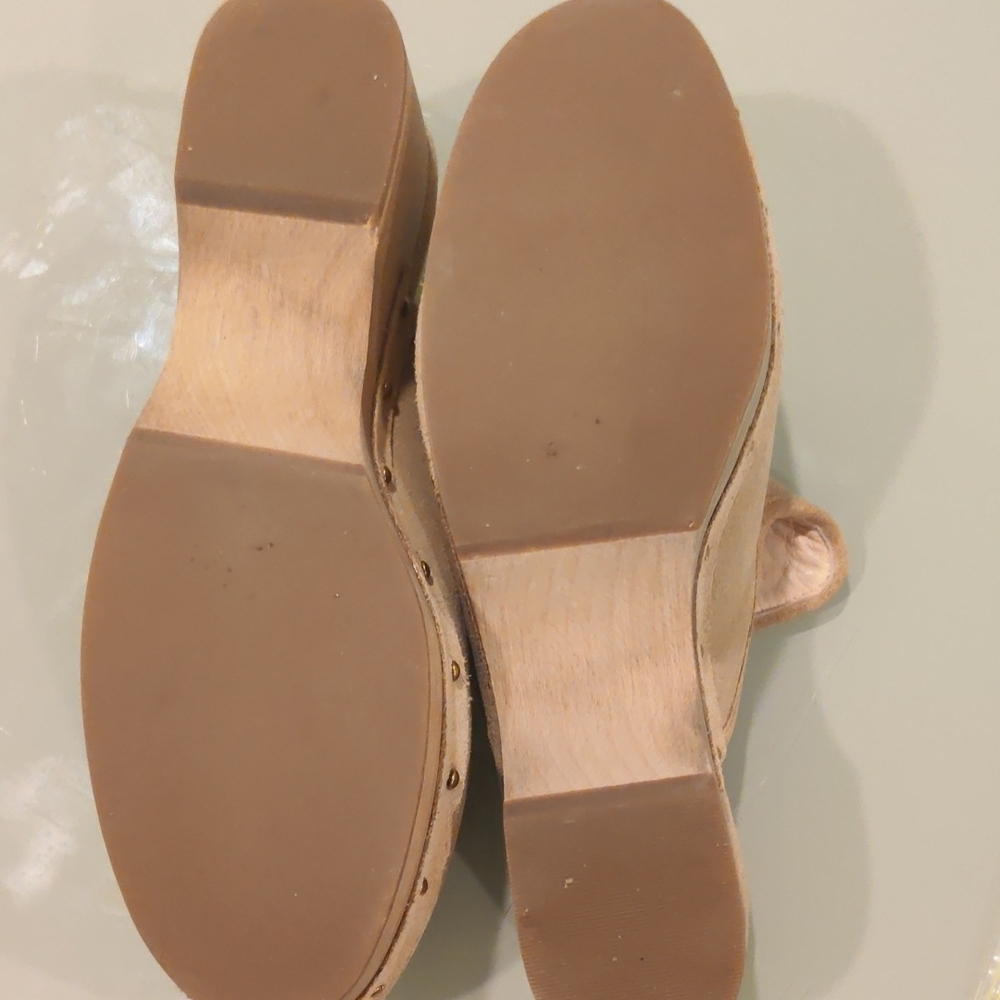 J. Crew Beige Suede Mules with Gold Studs Size 7 - Picture 8 of 11
